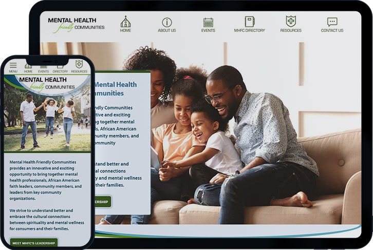 Mockups of work done for Mental Health Friendly Communities - a non-profit based in Alameda County, CA